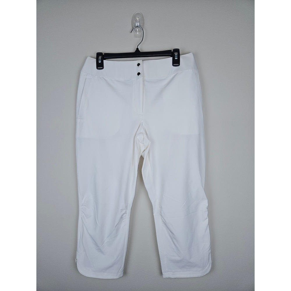 Chicos Zenergy Golf Womens White Cropped Stretch Pants Size 0.5 Small